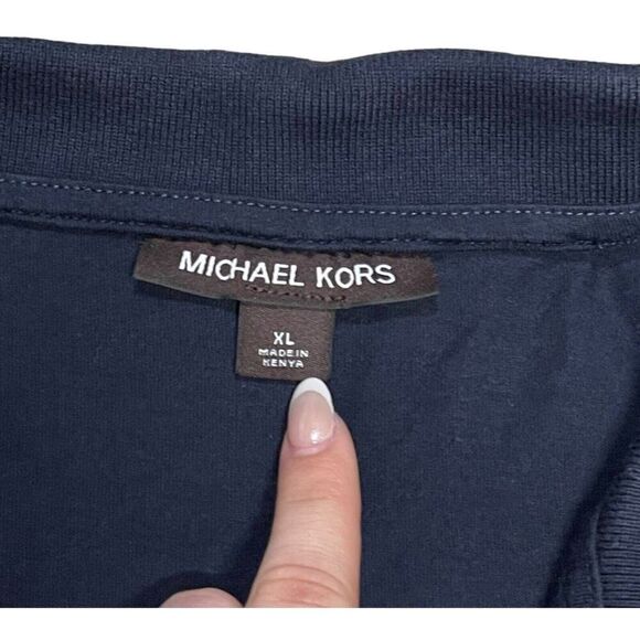 Michael Kors Polo Men’s Black Short Sleeve Size XL Collared Casual Polo Print - Picture 4 of 6